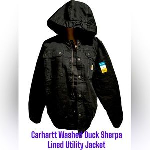 Carhartt Men's Relaxed Fit Washed Duck Sherpa-Lined Utility Jacket